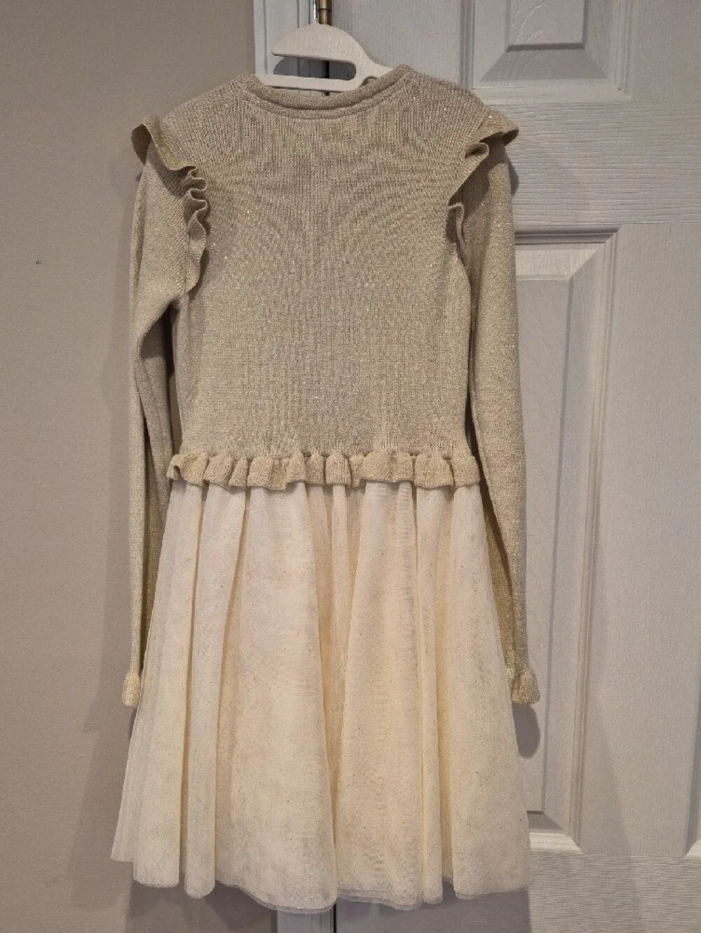 Gymboree Sparkle Ruffle Dress in Gold and White